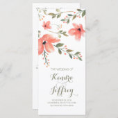 Elegant Blush Flowers Waterverf Trouwprogramma's Programmakaart (Voorkant / Achterkant)