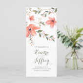 Elegant Blush Flowers Waterverf Trouwprogramma's Programmakaart (Staand voorkant)