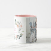 Elegant Blush Flowers Wreatl Photo Baptisme Mok (Midden)