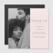 Elegant Blush Foto Sla de datum op Magnetische Uitnodiging (Voorkant / Achterkant)