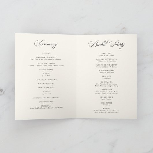 Elegant Blush Garden Folded Wedding Program Programma (Binnen)