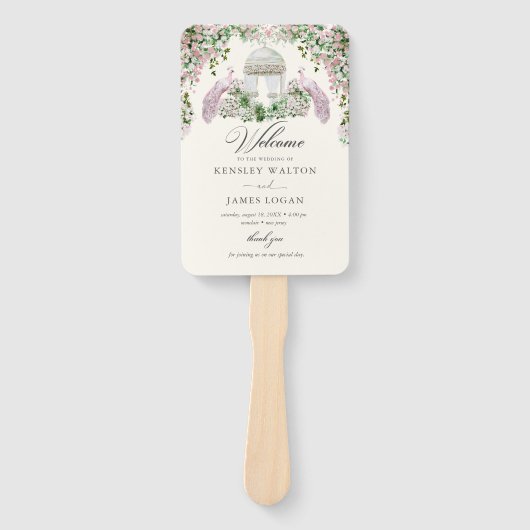 Elegant Blush Garden Wedding Program Handwaaier (Voorkant)