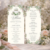 Elegant Blush Garden Wedding Program Programmakaart