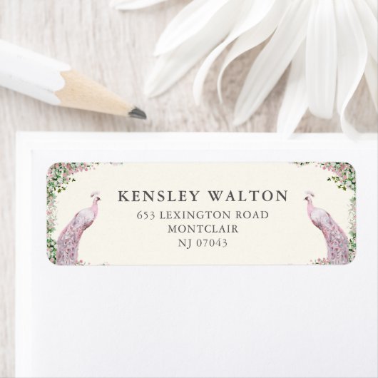 Elegant Blush Garden Wedding Return Address Label (Insitu)