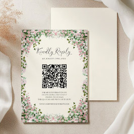 Elegant Blush Garden Wedding RSVP Card Kaartje