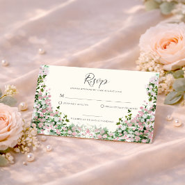 Elegant Blush Garden Wedding RSVP Card Kaartje