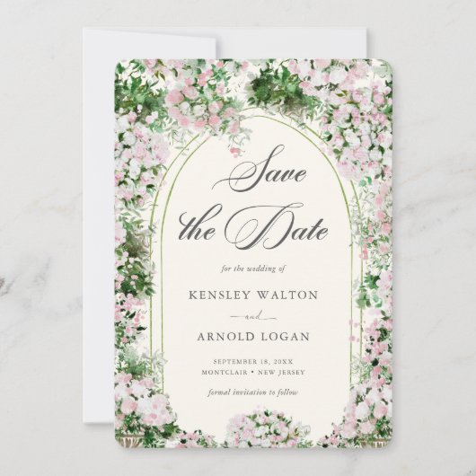 Elegant Blush Garden Wedding Save The Date (Voorkant)