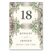 Elegant Blush Garden Wedding Table Number Kaart (Voorkant)