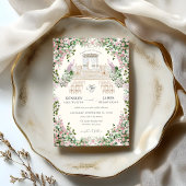 Elegant Blush Garden Wedding with Monogram Kaart