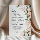 Elegant Blush Gentle Roos Bloemen Bruiloft Kaart