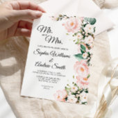 Elegant Blush Gentle Roos Bloemen Bruiloft Kaart