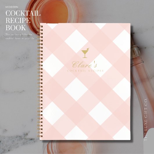 Elegant Blush Gingham Blank Cocktail Recept Boek