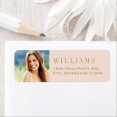 Elegant Blush Gold Afstuderen Photo Return Address Etiket (Insitu)