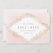 Elegant blush Gold botanical folium save the date (Voorkant)