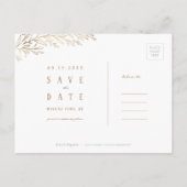 Elegant blush Gold botanical folium save the date Aankondigingskaart (Achterkant)