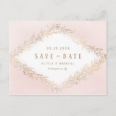 Elegant blush Gold botanical folium save the date Aankondigingskaart (Voorkant)