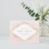 Elegant blush Gold botanical folium save the date Aankondigingskaart (Staand voorkant)