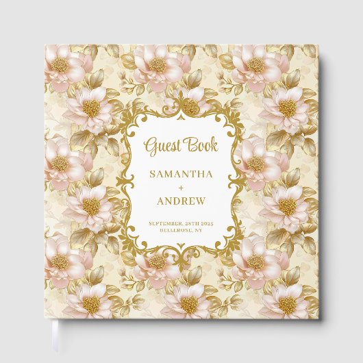 Elegant Blush Gold bruiloft gastenboek (Voorkant)