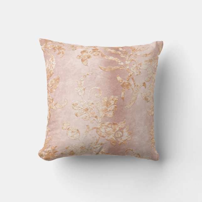 Elegant Blush Gold Damask Satin  Home Decor Kussen (Voorkant)
