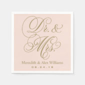 Elegant Blush Gold Dr. en mevrouw Script Monogram Servet (Voorkant)