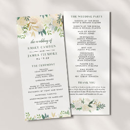 Elegant Blush Gold Floral Greenery Wedding Programmakaart