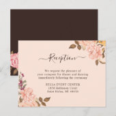 Elegant Blush Gold Floral Reception Enclosure Card Uitnodiging Briefkaart (Voorkant / Achterkant)