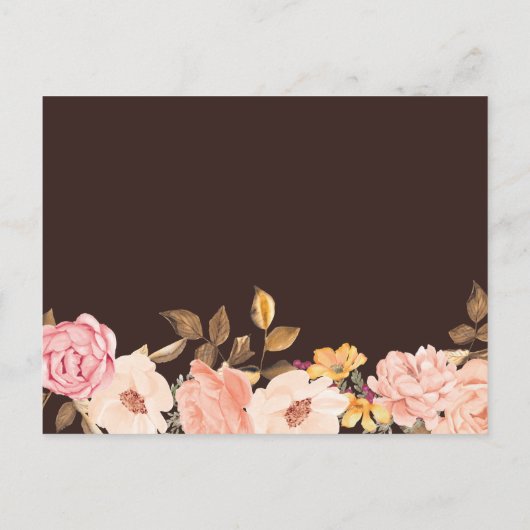 Elegant Blush Gold Floral Reception Enclosure Card Uitnodiging Briefkaart (Achterkant)