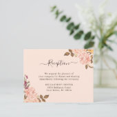Elegant Blush Gold Floral Reception Enclosure Card Uitnodiging Briefkaart (Staand voorkant)