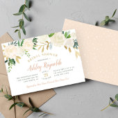 Elegant Blush Gold Floral Wedding Vrijgezellenfees Kaart
