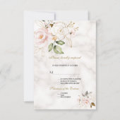 Elegant Blush Gold Flowers Monogram Weddenschap RSVP Kaartje (Voorkant)
