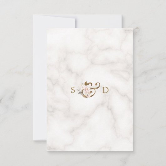 Elegant Blush Gold Flowers Monogram Weddenschap RSVP Kaartje (Achterkant)