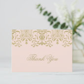 Elegant Blush Gold  Glamour Wedding Bedankkaart (Staand voorkant)