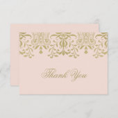 Elegant Blush Gold  Glamour Wedding Bedankkaart (Voorkant / Achterkant)
