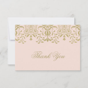 Elegant Blush Gold  Glamour Wedding Bedankkaart