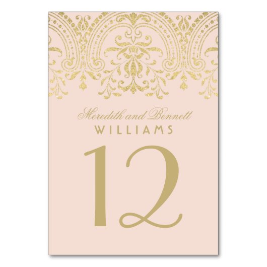 Elegant Blush Gold  Glamour Wedding Kaart (Voorkant)