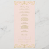 Elegant Blush Gold  Glamour Wedding Programmakaart (Achterkant)