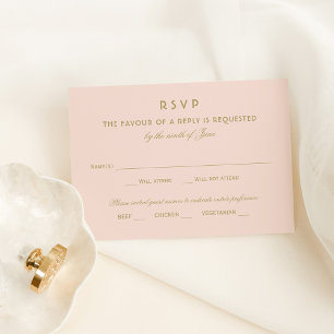 Elegant Blush Gold Glamour Wedding RSVP Kaartje