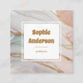 Elegant Blush & Gold Marble Square Business Card Vierkante Visitekaartje (Voorkant)