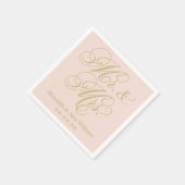 Elegant Blush Gold Mr en Mrs Script Monogram Servetten (Hoek)