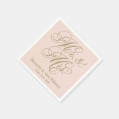 Elegant Blush Gold Mr en Mrs Script Monogram Servetten (Hoek)