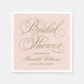 Elegant Blush Gold Script Wedding Vrijgezellenfees Servetten (Voorkant)