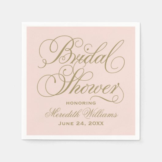Elegant Blush Gold Script Wedding Vrijgezellenfees Servetten (Voorkant)