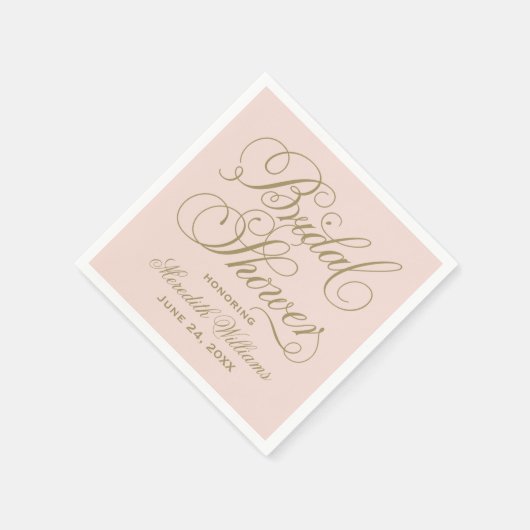 Elegant Blush Gold Script Wedding Vrijgezellenfees Servetten (Hoek)