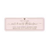 Elegant Blush Gold Script Weduwingadres Elegant Etiket (Voorkant)