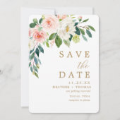 Elegant Blush Gold Waterverf Floral Wedding Save The Date (Voorkant)