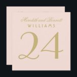 Elegant Blush Gold Wedding Monogram Tabelnummer Kaart<br><div class="desc">Eenvoudige en elegante tabelnummers zijn voorzien van een trouwmonogram en een tweezijdig vierkant vormig ontwerp in wazige roze en gouden kleuren (kunnen worden aangepast om aan uw kleurenschema te voldoen).  Pas elke tabelnummerkaart aan en voeg deze afzonderlijk toe aan uw winkelwagentje.</div>
