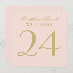Elegant Blush Gold Wedding Monogram Tabelnummer Kaart