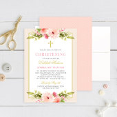 Elegant Blush Goud Bloemen Baby Meisje Doop Kaart