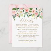 Elegant Blush Goud Bloemen Bruiloft Details Kaarte Informatiekaartje (Voorkant / Achterkant)