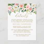 Elegant Blush Goud Bloemen Bruiloft Details Kaarte Informatiekaartje (Voorkant)